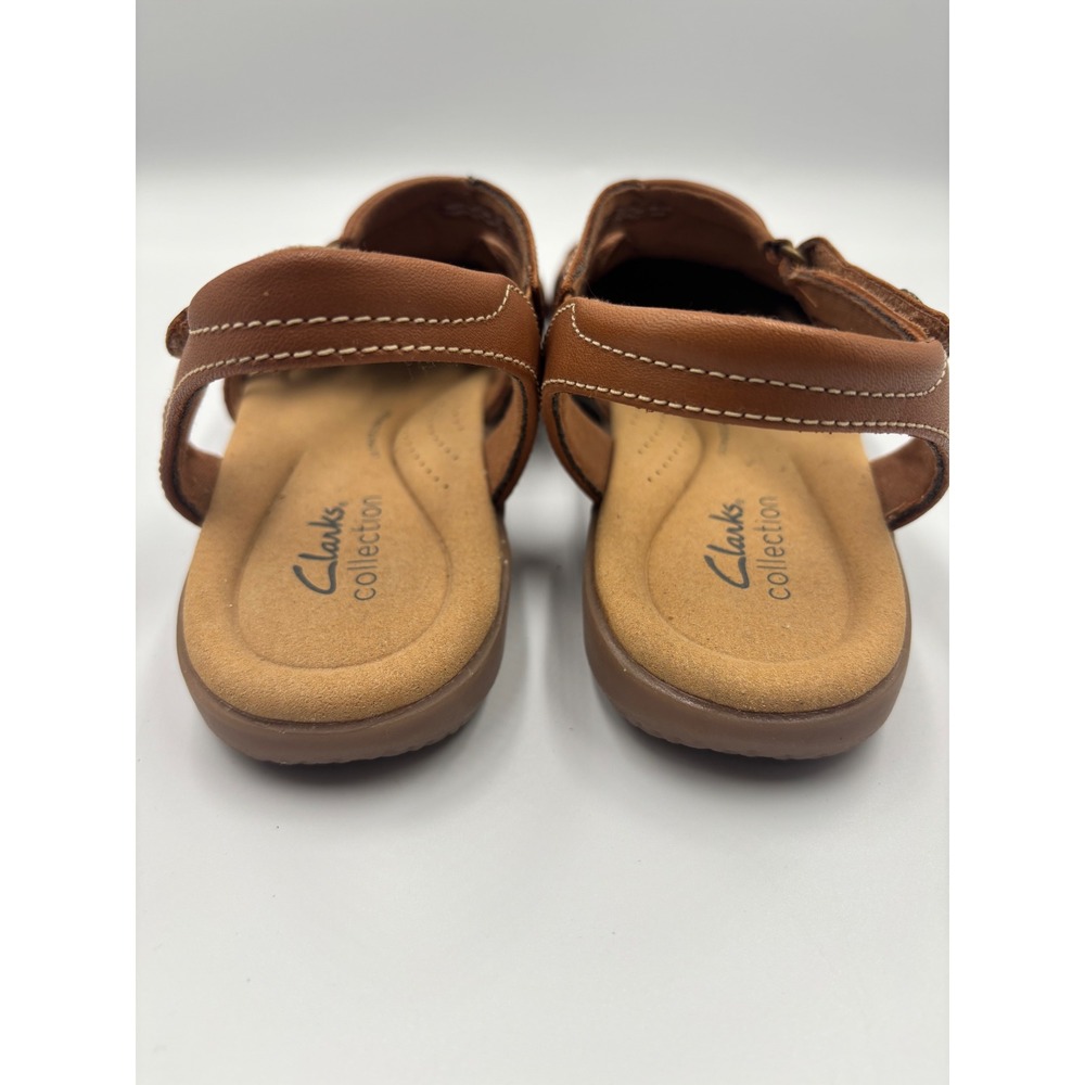 Clarks Collection Arla Glison Tan Leather Fisherman Sandals Womens 8 M Strappy - Picture 9 of 11